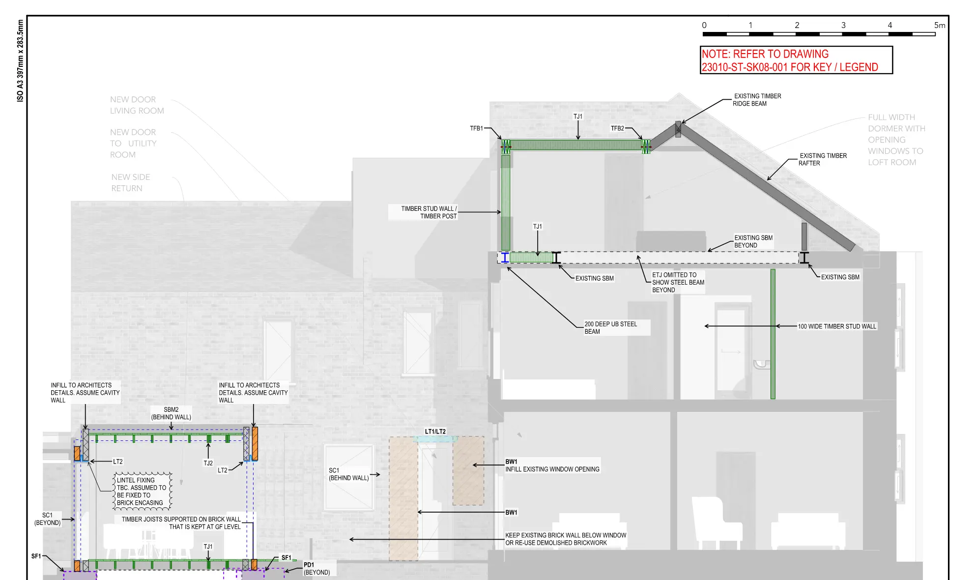 Structural section through the Dundonald Road refurbishment
