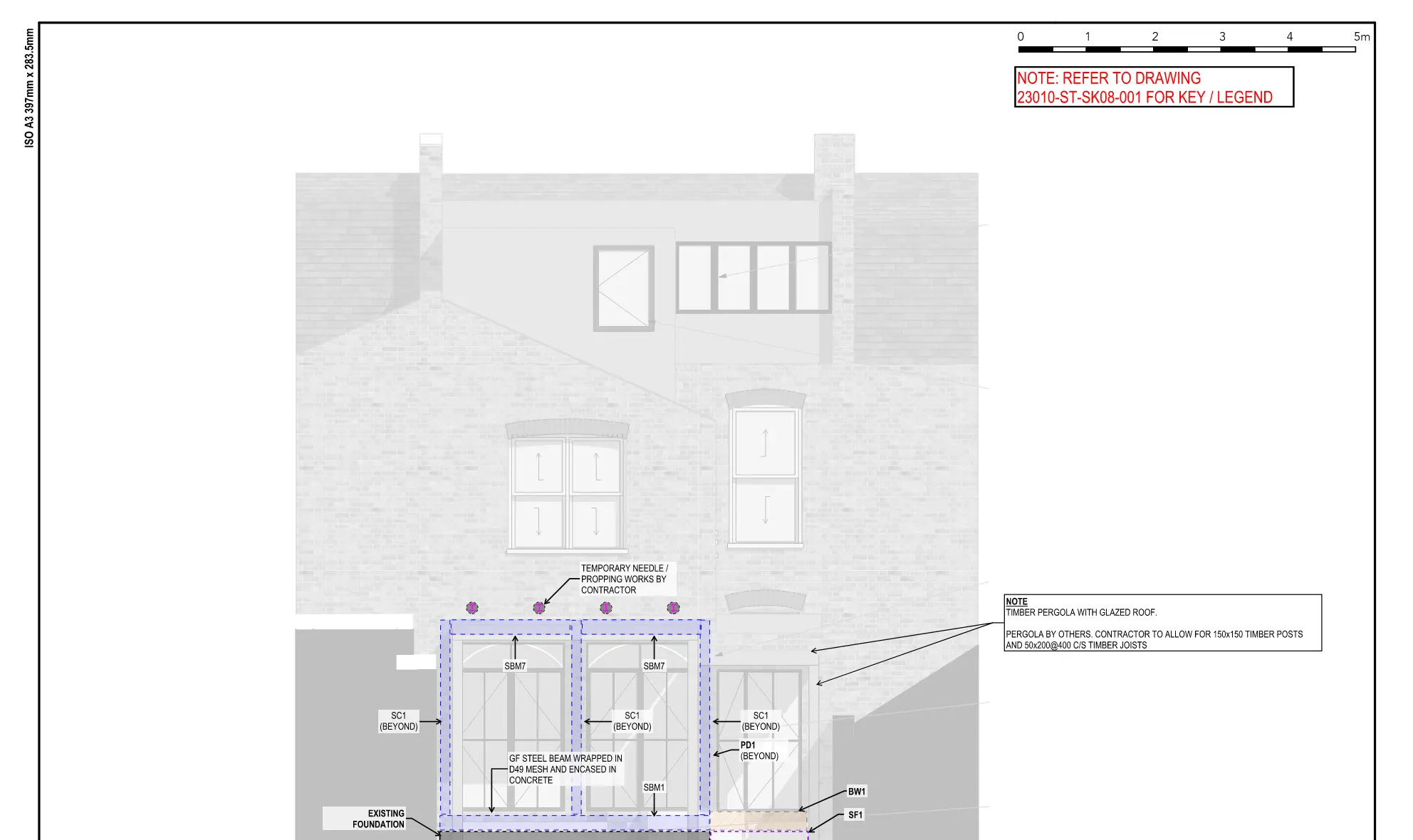 Structural rear elevation for the Dundonald Road works