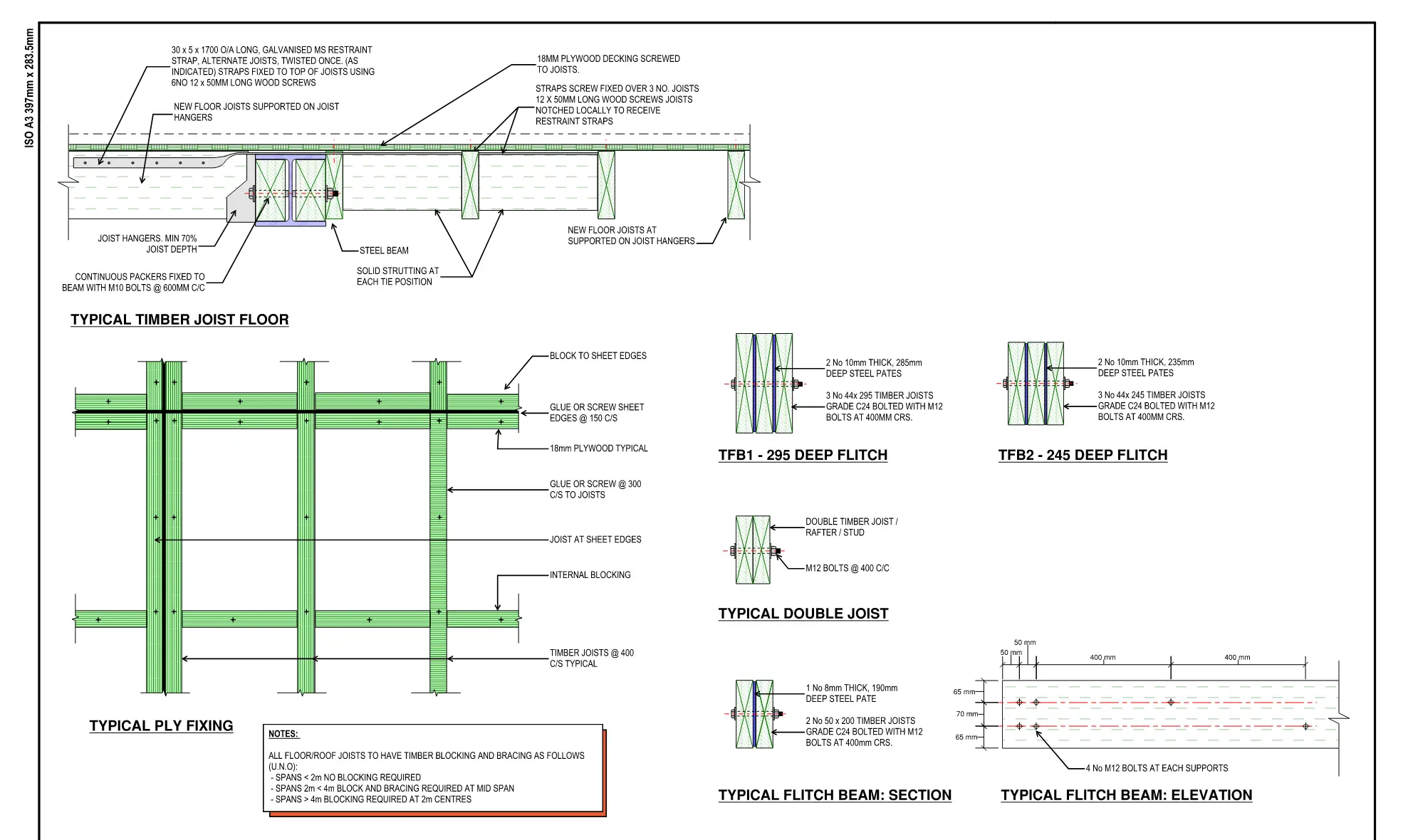 Typical timber floor and roof details for Dundonald Road