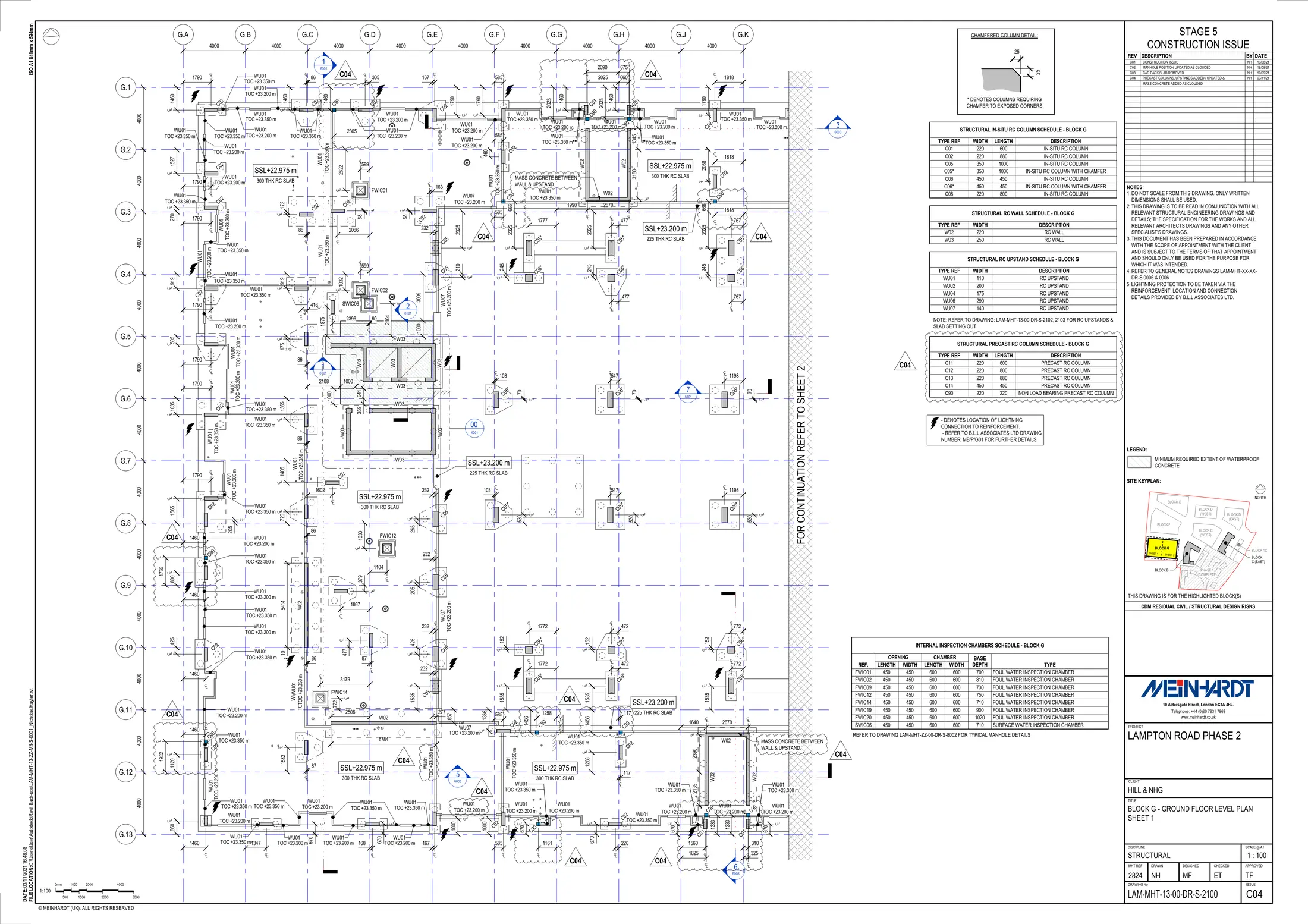 Stage 5 Lampton Road reinforced-concrete ground-floor construction drawing