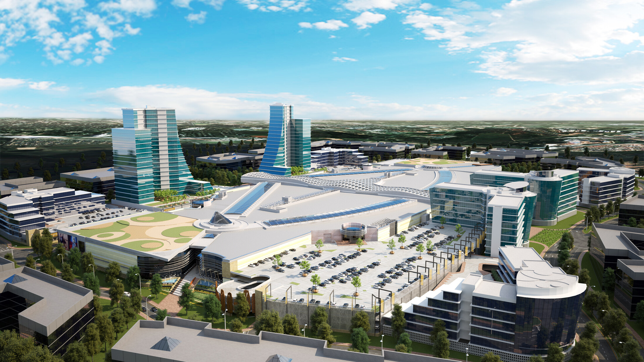 Completed Mall of Africa and surrounding precinct viewed from the air