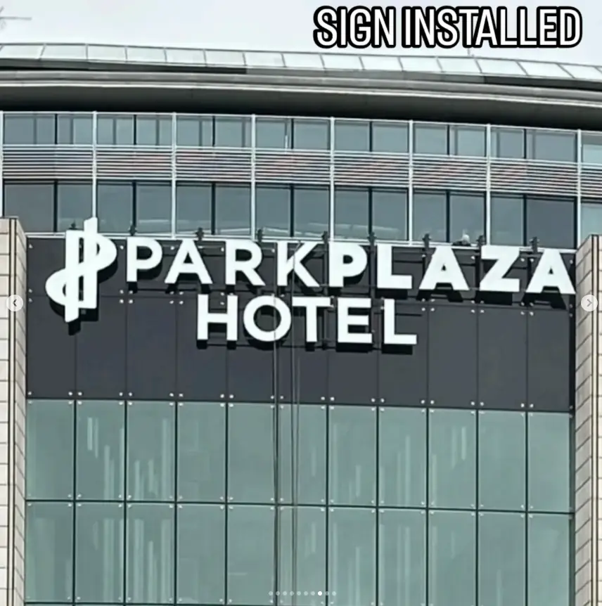 Completed Park Plaza Hotel replacement sign
