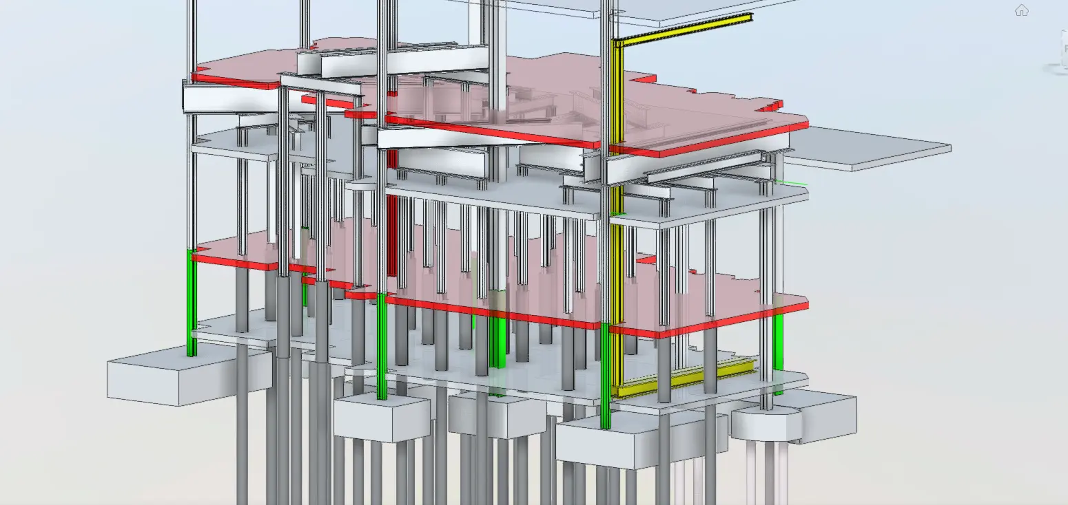 Coordinated structural model of the temporary works beneath 50 Sloane Street