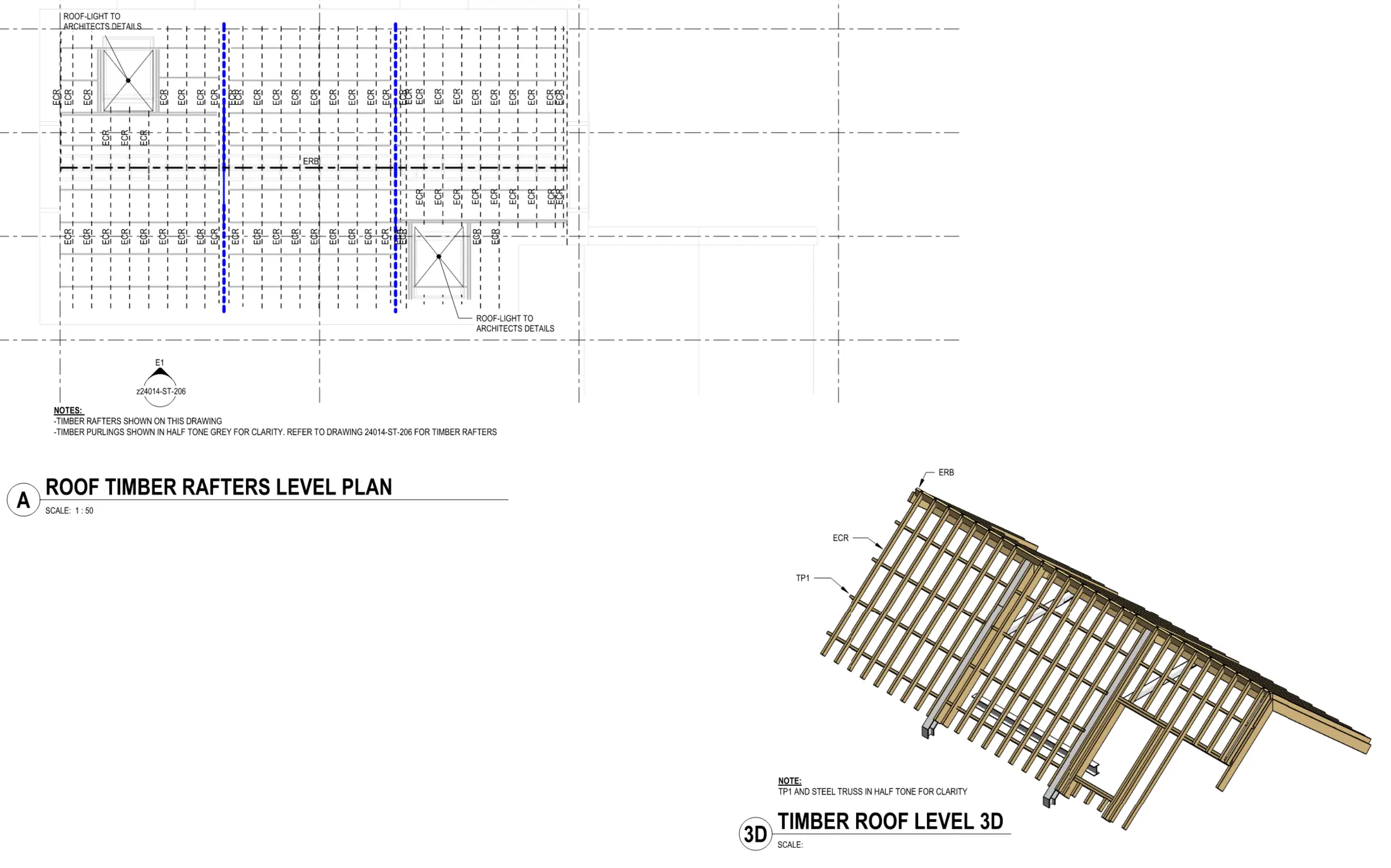 Timber roof structural model for Trinity Close