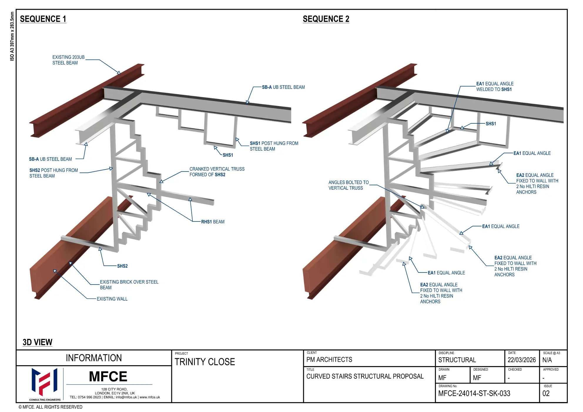 Curved-stair installation sequence for Trinity Close