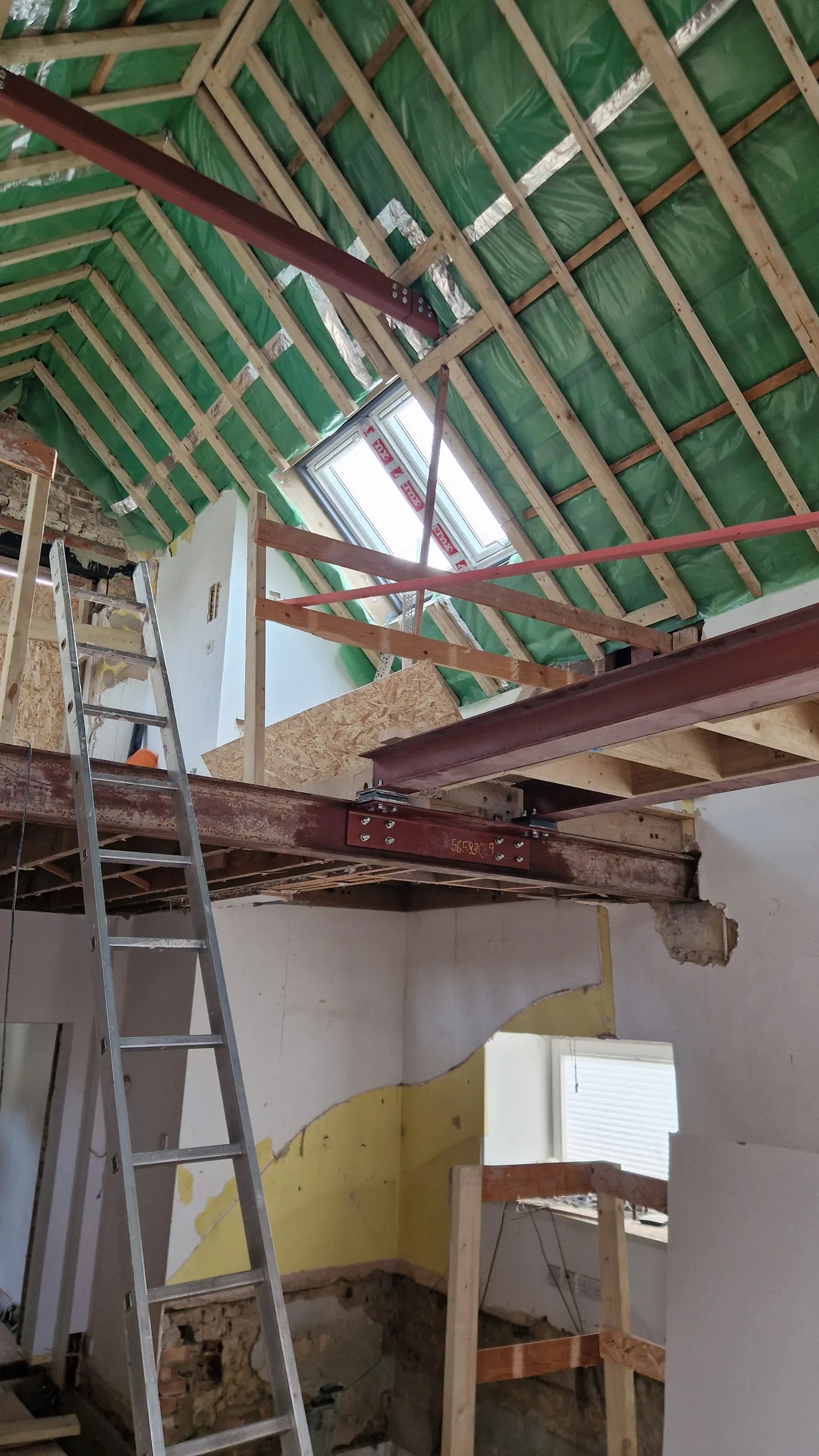 Roof and stair alterations under construction at Trinity Close